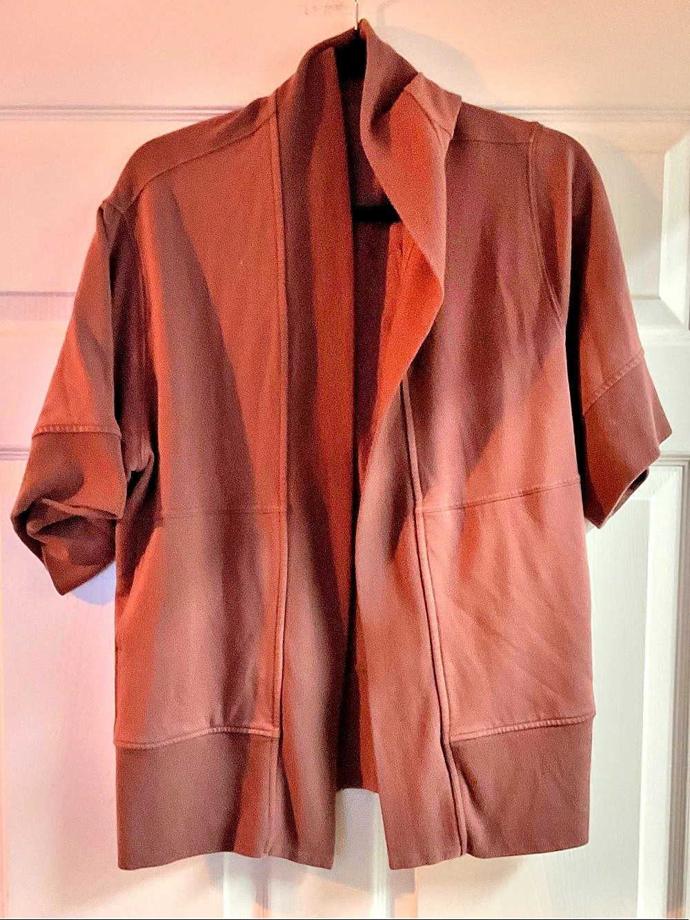 Athleta Pranayama Short Sleeve Wrap Brown Jacket Size S/M